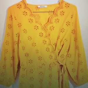 Madewell Scalloped Eyelet Wrap Top